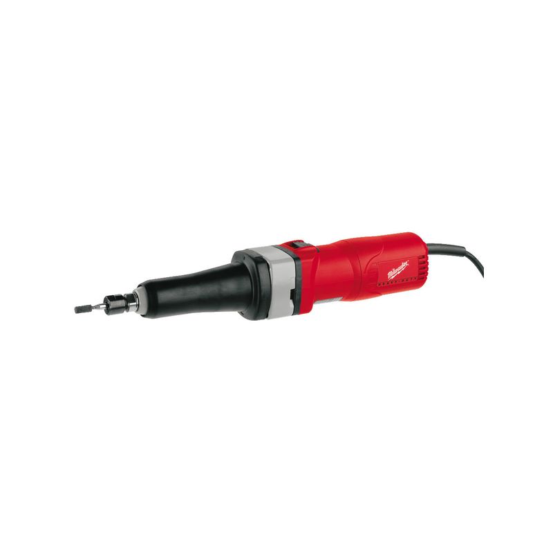 Amoladora recta de 500W, 34000rpm, diámetro de la pinza 6mm, máxima capacidad de diámetro de disco 40mm, cuello largo para uso con dos manos y fácil acceso a zonas difíciles