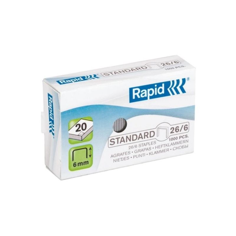GRAPA GRAPADORA MODELO 26 06MM ACERO GALV RAPID 1.000 PZ 