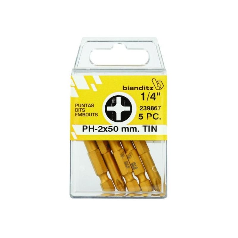 PUNTA ATORN PH2 1/4""-50MM TITANIO BIANDITZ