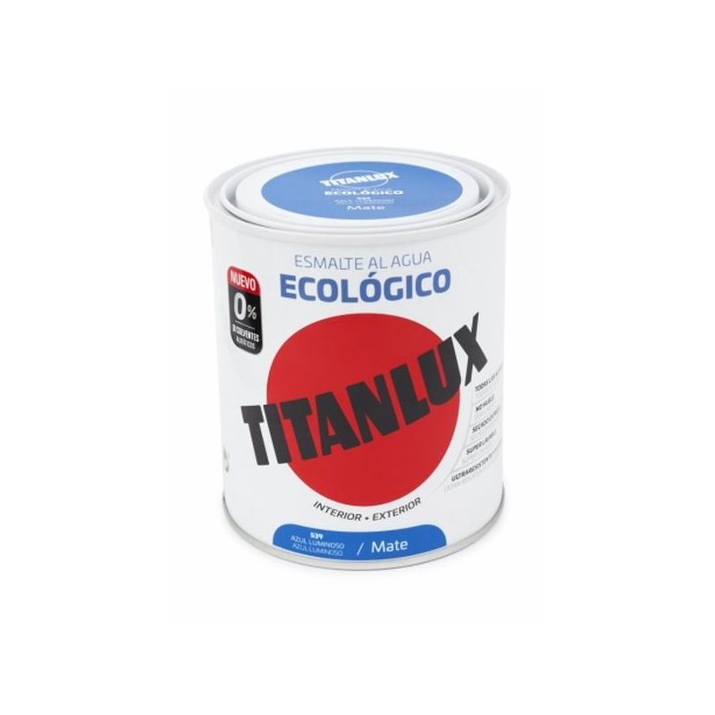 ESMALTE ACRIL MATE 750 ML AZ/LUM AL AGUA ECOLOGICO TITANLUX