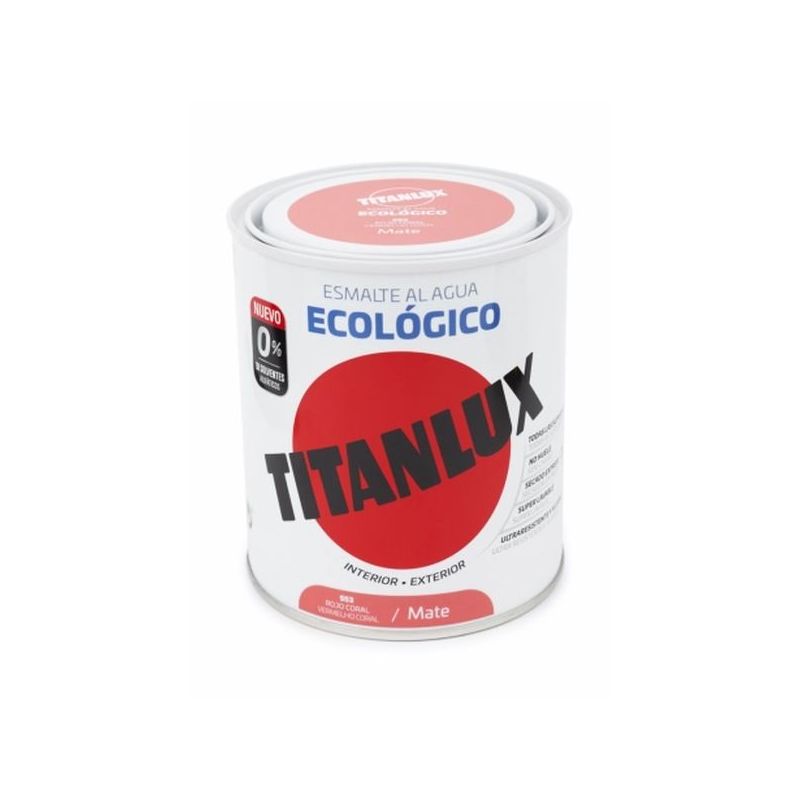 ESMALTE ACRIL MATE 750 ML RO/COR AL AGUA ECOLOGICO TITANLUX