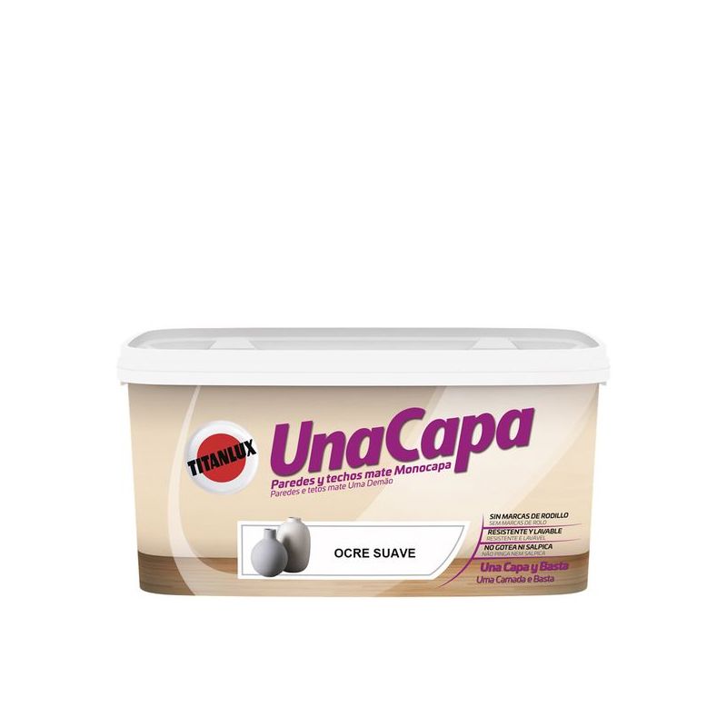 PINTURA PLAST MATE 4 LT OCRE SUA INT. MONO UNA CAPA TITANLUX