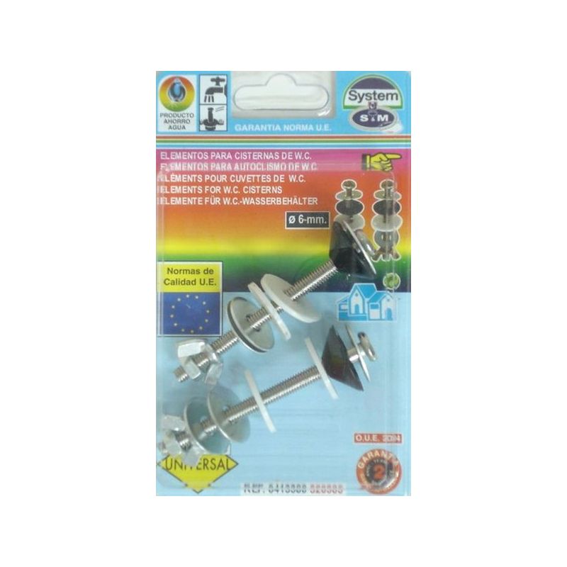 TORNILLO INODORO CISTERNA BAJA S&amp;M 2 PZ