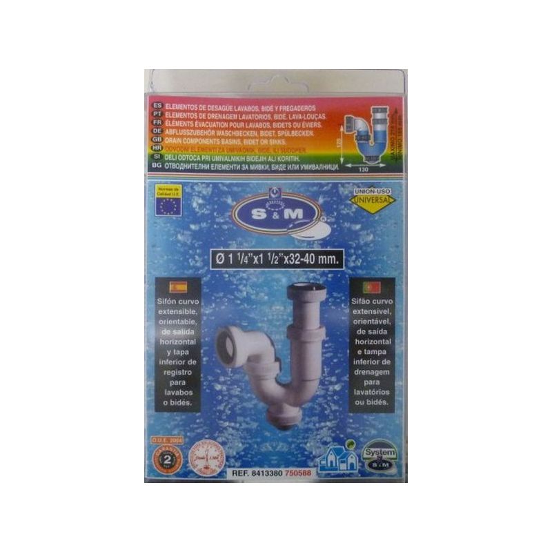 SIFON EVAC CURVO 1" 1/4X32MM S&amp;M