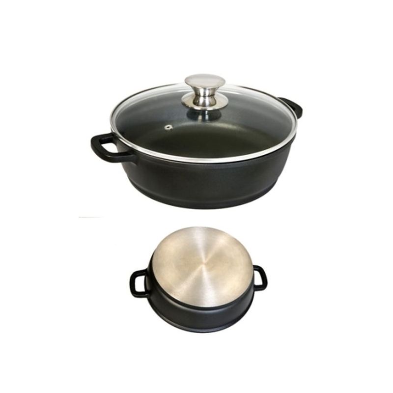 CACEROLA BAJA 30CM C/TAPA AL/FU ECOSTONE COOKWARE