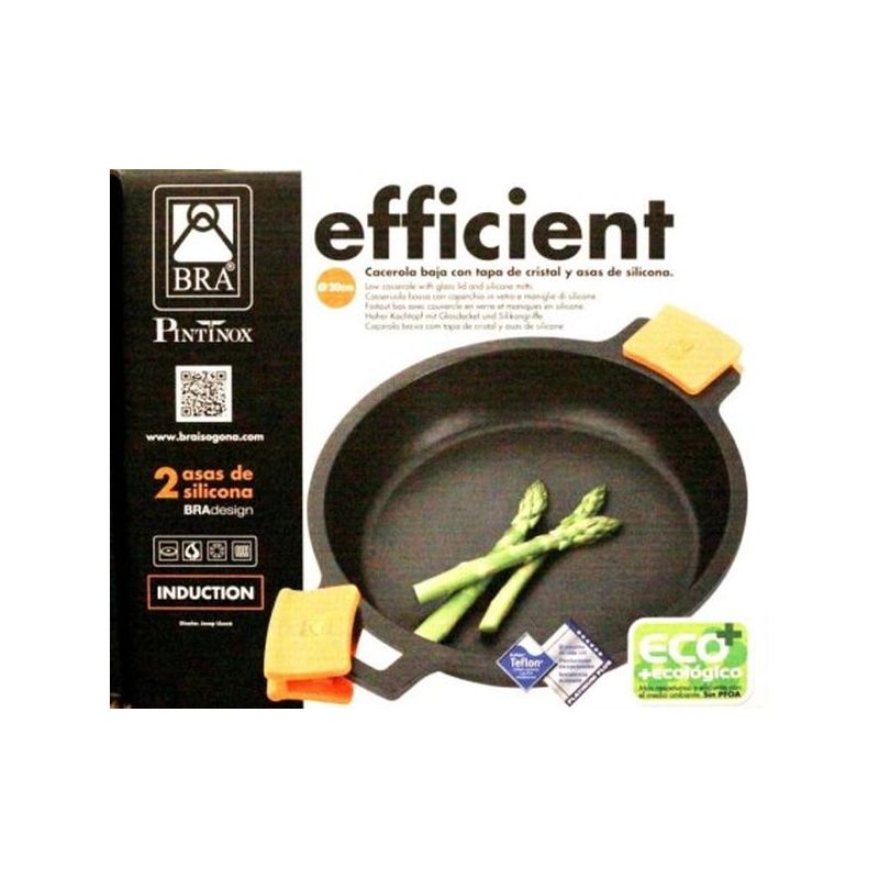 CACEROLA BAJA 20CM C/TAPA IND AL/FU EFFICENT BRA