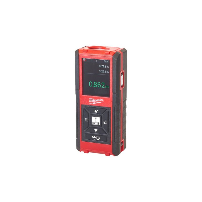 LDM100 Medidor láser de distancia, rango de distancia 0,15-100m, exactitud ±1,5, pantalla LCD  de 3 líneas, mediciones indirectas, protección IP54. Funciona con 2 baterías AAA (incluidas)