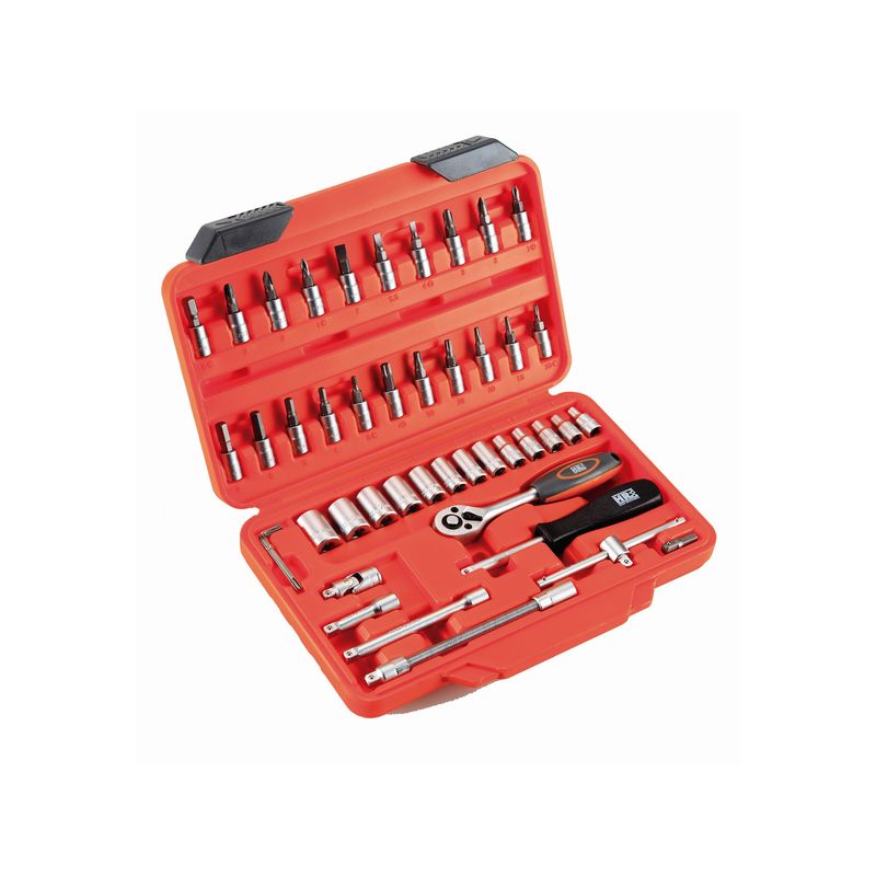 JUEGO VASOS 1/4" HR 46 PIEZAS 72 DIENTES