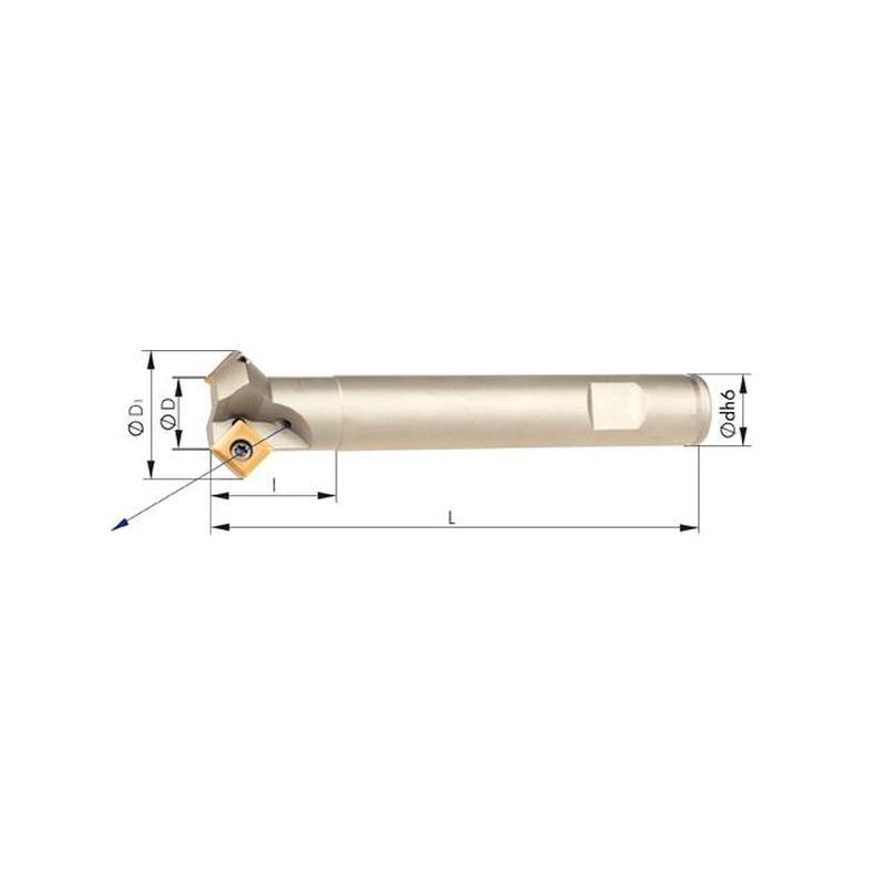 Fresa de biseles con     refrigeración interior,2 dientes, para SOMT09D 16 mm, 45 grados