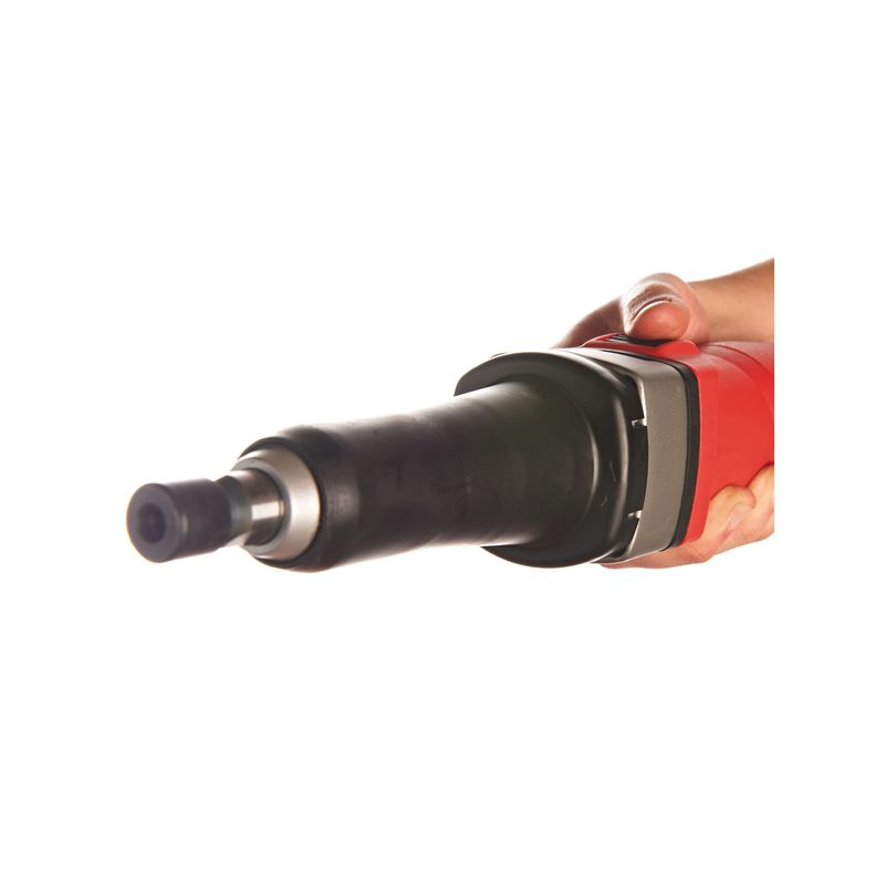 Amoladora recta de 500W, 34000rpm, diámetro de la pinza 6mm, máxima capacidad de diámetro de disco 40mm, cuello largo para uso con dos manos y fácil acceso a zonas difíciles