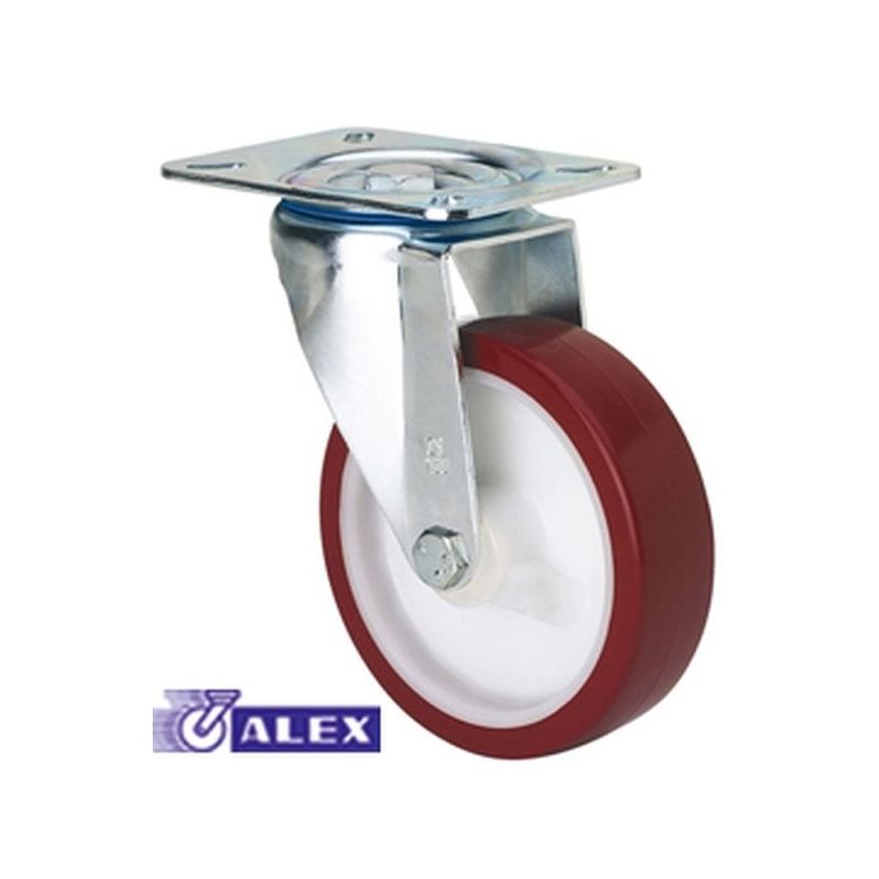 RUEDA GIR C/F 100MM 2-2356 PL.106X086 150KG.LISO PU B/R ZV P