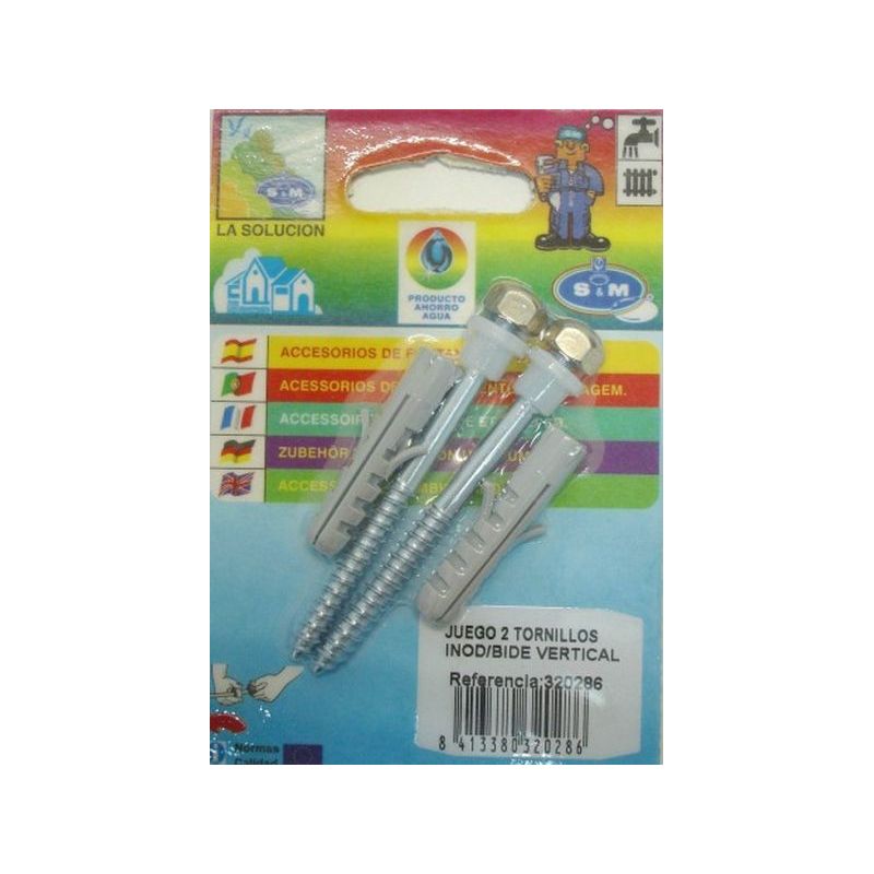 TORNILLO BAÑO SUJECION BIDET INODORO S&amp;M INOX 320286 2 PZ