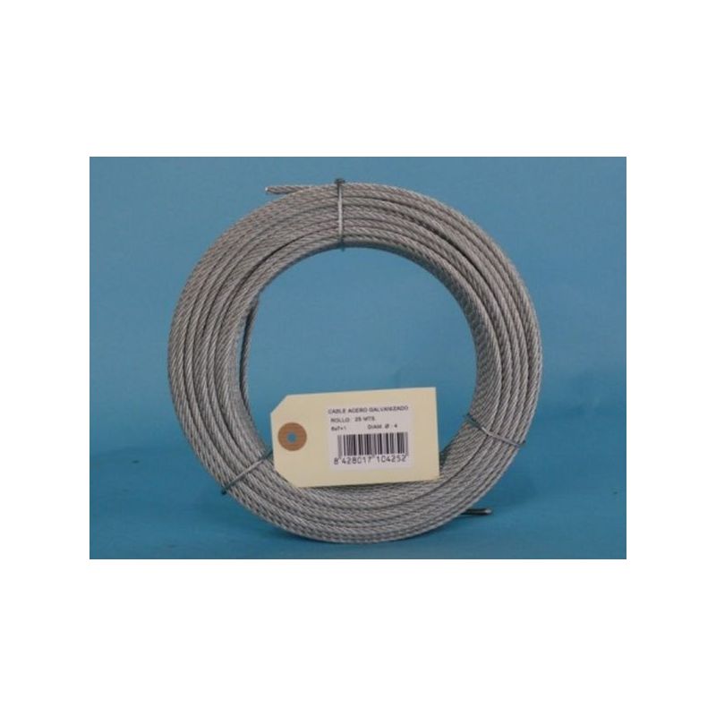 CABLE ACERO GALV 6X7+1 4MM CURSOL 25 MT
