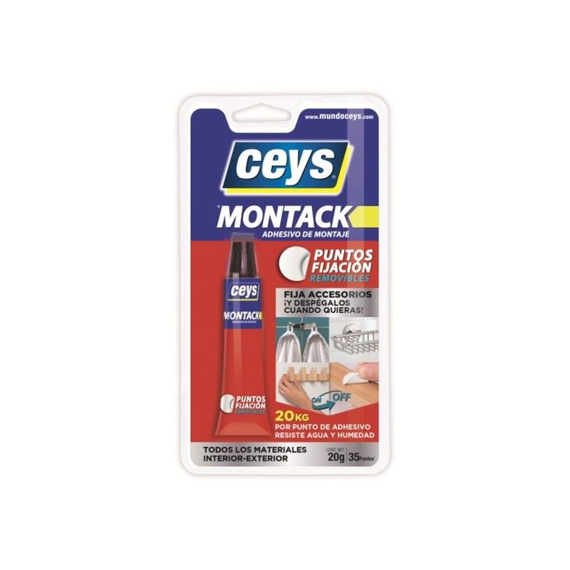 ADHESIVO MONTAJE TUBO 20 GR BL REMOVIBLE MONTACK PUNTOS FIJA