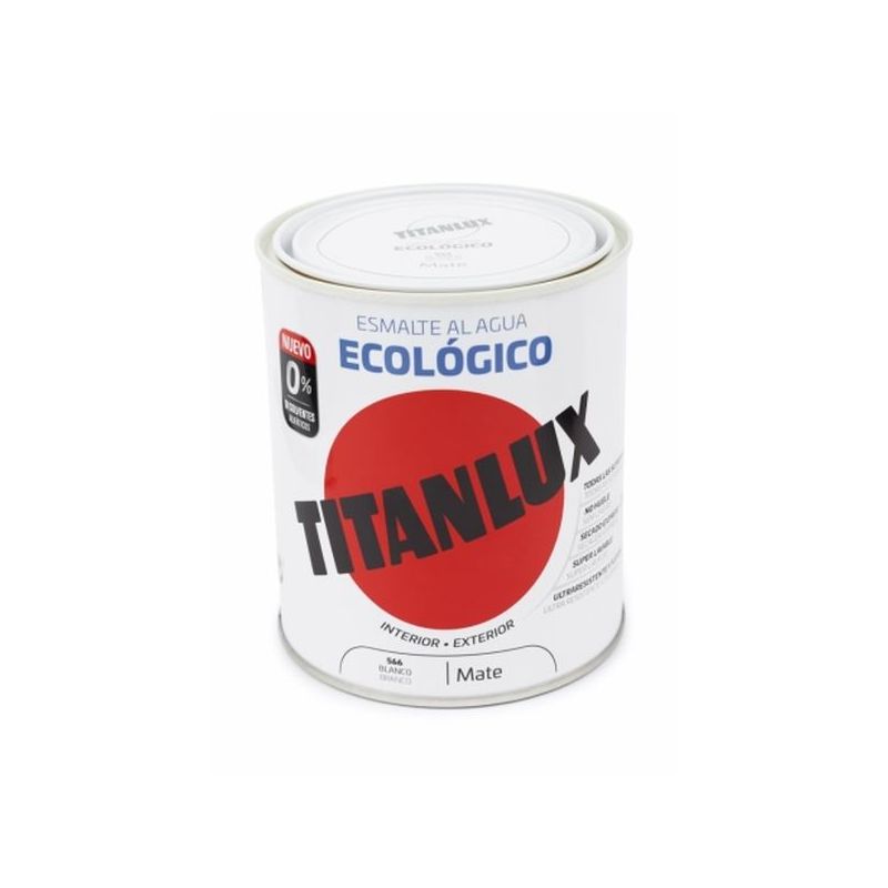 ESMALTE ACRIL MATE 750 ML BL AL AGUA ECOLOGICO TITANLUX