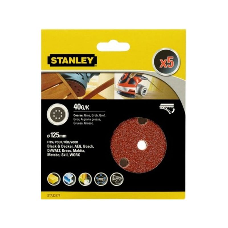 DISCO LIJA STANLEY ROTO ORBITAL PERFOR. 125MM GR40 MA 5 PZ