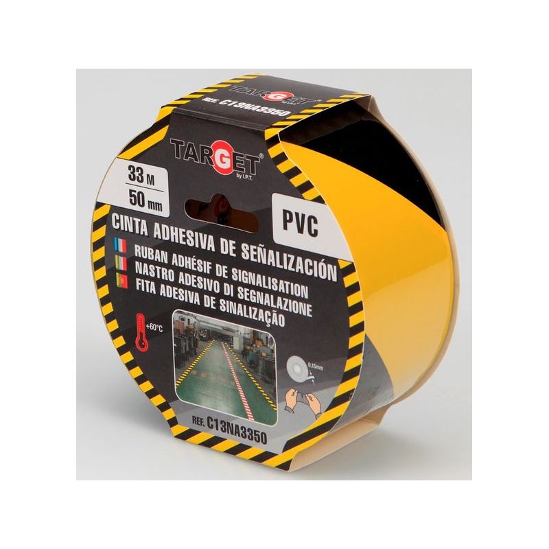 CINTA ADH 50MMx33MT SEÑALIZACION PVC NE/AM TARGET