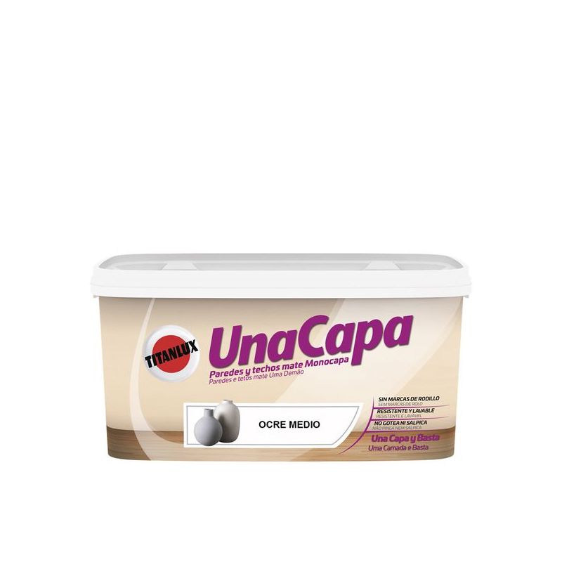 PINTURA PLAST MATE 4 LT OCRE MEDIO INT. MONO UNA CAPA TITANL