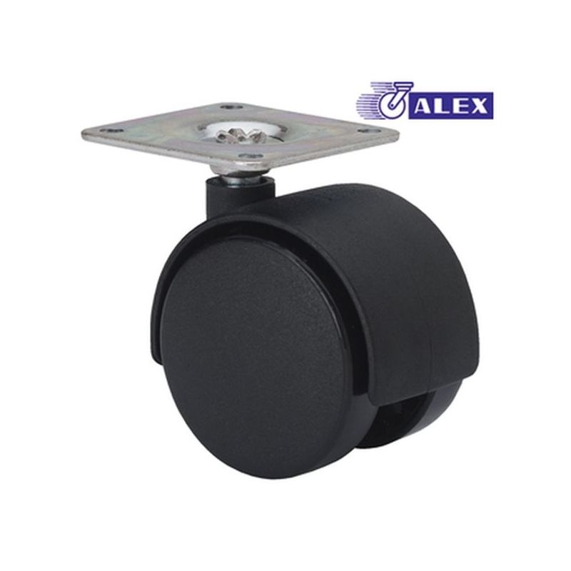 RUEDA GIR 040MM 1-0239 PL.050X050 020KG NEG DK NEGRO ALEX