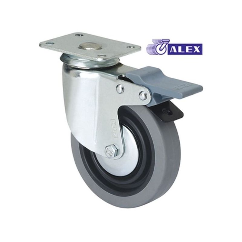 RUEDA GIR C/F 080MM 1-0386 PL.070X055 060KG.LISO GOM N/G BH