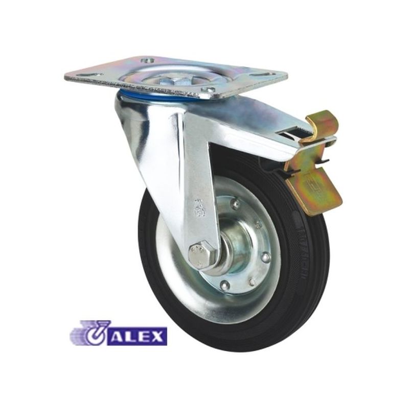 RUEDA GIR C/F 080MM 2-2309 PL.105X080 080KG.ROD GOM NEG ZV B