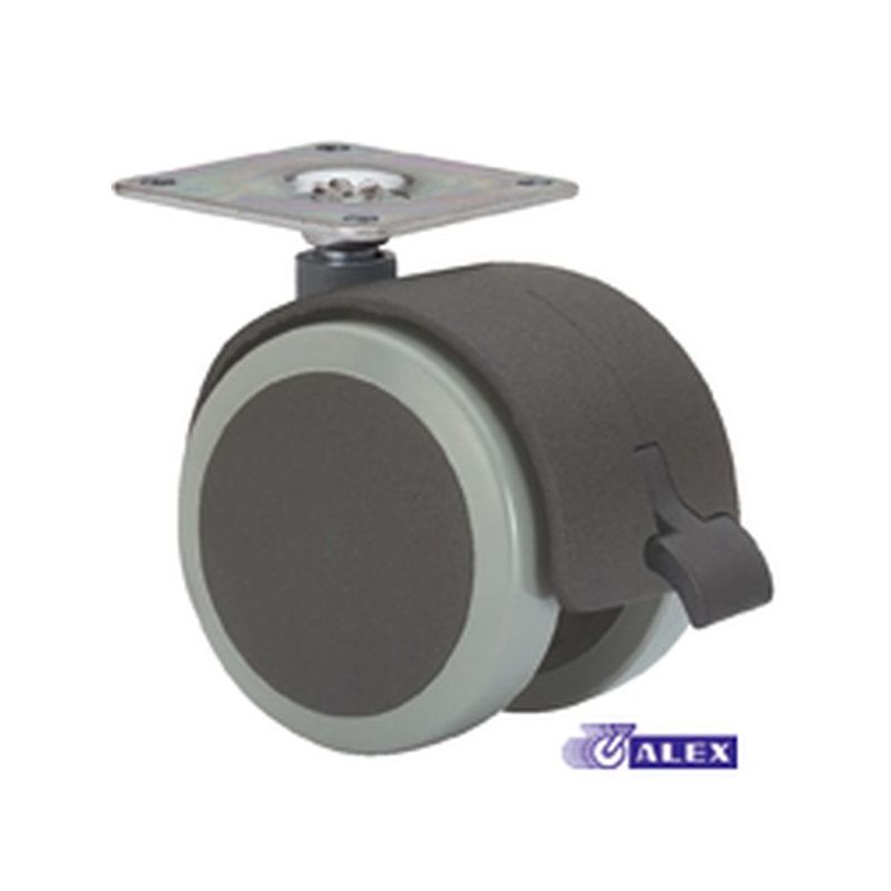 RUEDA GIR.DBLE C/F 050MM 1-0643 PL.42X42 050KG PU N/G DK ALE