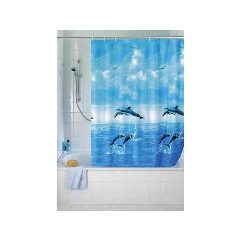CORTINA BAÑO 180X200CM PVC DELFINES WENKO 1 PZ