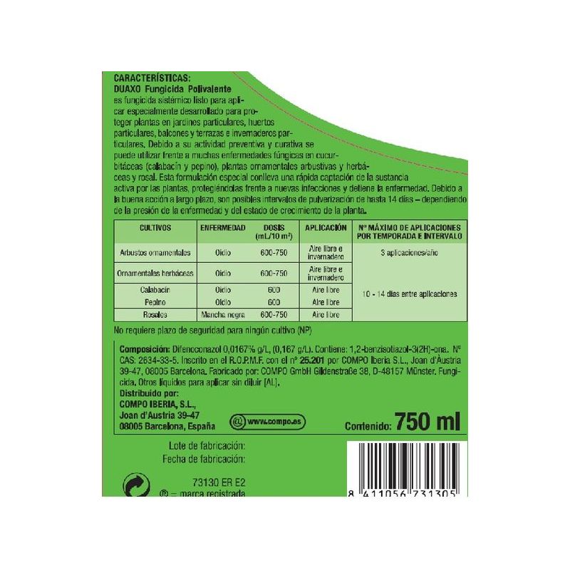 FUNGICIDA POLIVALENTE COMPO 750 ML