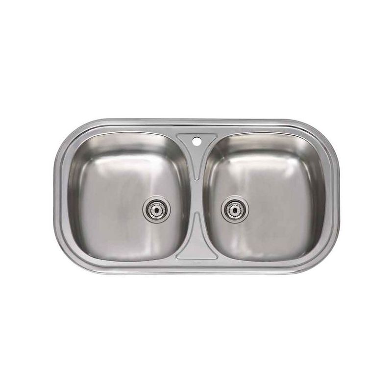 FREGADERO COCINA OVALADO 80X45CM 2 SENOS INOX PRACTIC