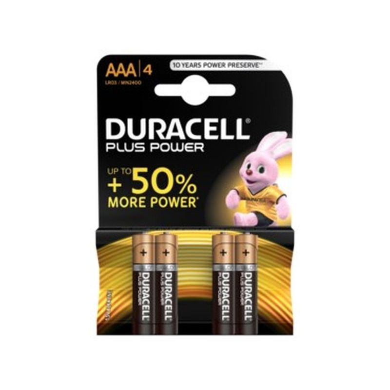 PILA ALCALINA LR03 AAA 1,5V POWER PLUS DURACELL 4 PZ        
