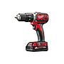 M18BPD-202C Taladro percutor compacto M18™, 2 velocidades, par máximo 50Nm, portabrocas metálico 13mm. Se suministra con 2 baterías M18B2 y cargador M12-18C, en kitbox